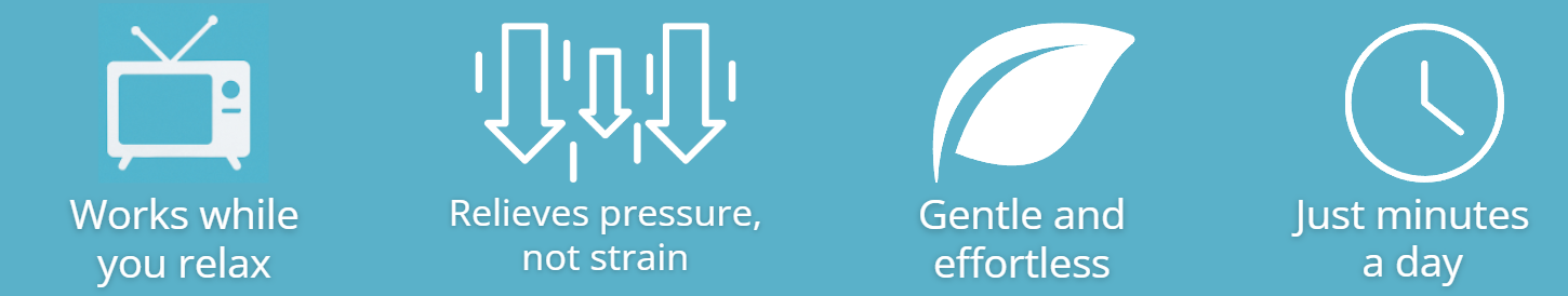 Benefit icons - Works while you relax, Gentle and effortless...